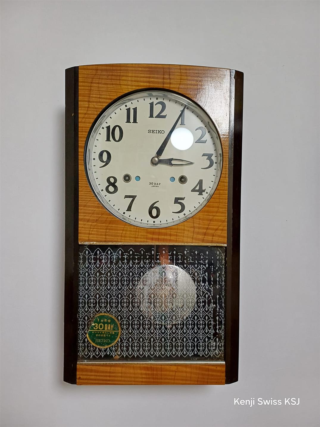 日光　静寂 Seiko Wooden Wall clock 30days wind Hourly Chime Power